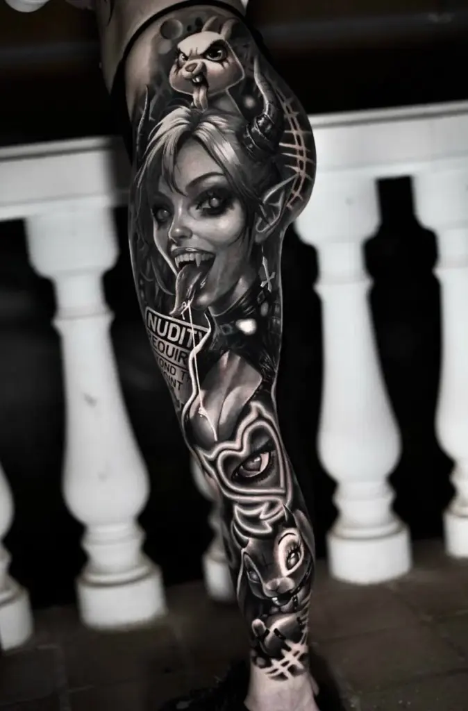 Black & Grey Tattoo Dormund | Beintattoo | Bad Baboon Tattoo
